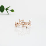 Leafy Vine Solitaire Ring Semi Mount in 14K Solid Gold | Trillion Shape | Custom