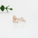 Leafy Vine Solitaire Ring Semi Mount in 14K Solid Gold | Trillion Shape | Custom