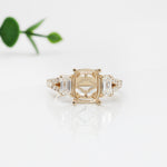 Statement Ring Setting w Diamonds in 14K Solid Gold | Cushion