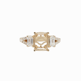 Statement Ring Setting w Diamonds in 14K Solid Gold | Cushion Shape