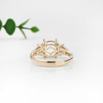 Statement Ring Setting w Diamonds in 14K Solid Gold | Cushion