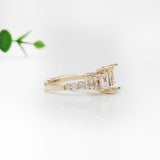 Statement Ring Setting w Diamonds in 14K Solid Gold | Cushion