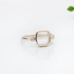 Cushion Shaped Ring Semi Mount w Earth Mined Diamonds in Solid 14K Gold