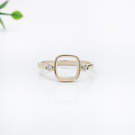 Cushion Shaped Ring Semi Mount w Earth Mined Diamonds in Solid 14K Gold