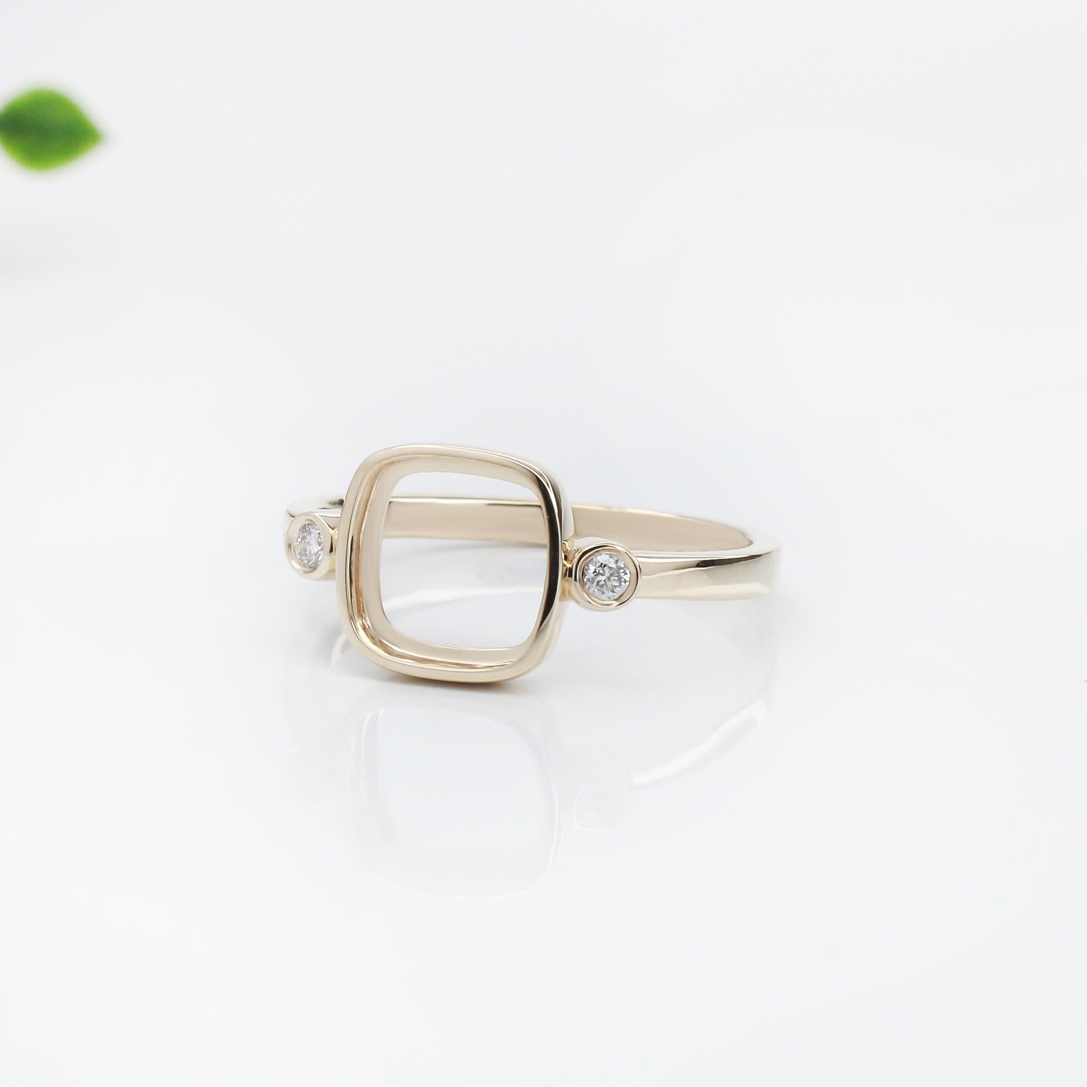 Cushion Shaped Ring Semi Mount w Earth Mined Diamonds in Solid 14K Gold