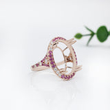 Stunning Statement Ring Setting w Natural Diamonds & Pink Sapphires in 14K Gold