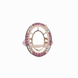 Stunning Statement Ring Setting w Natural Diamonds & Pink Sapphires in 14K Gold