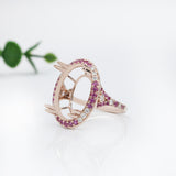 Stunning Statement Ring Setting w Natural Diamonds & Pink Sapphires in 14K Gold