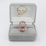 Stunning Statement Ring Setting w Natural Diamonds & Pink Sapphires in 14K Gold