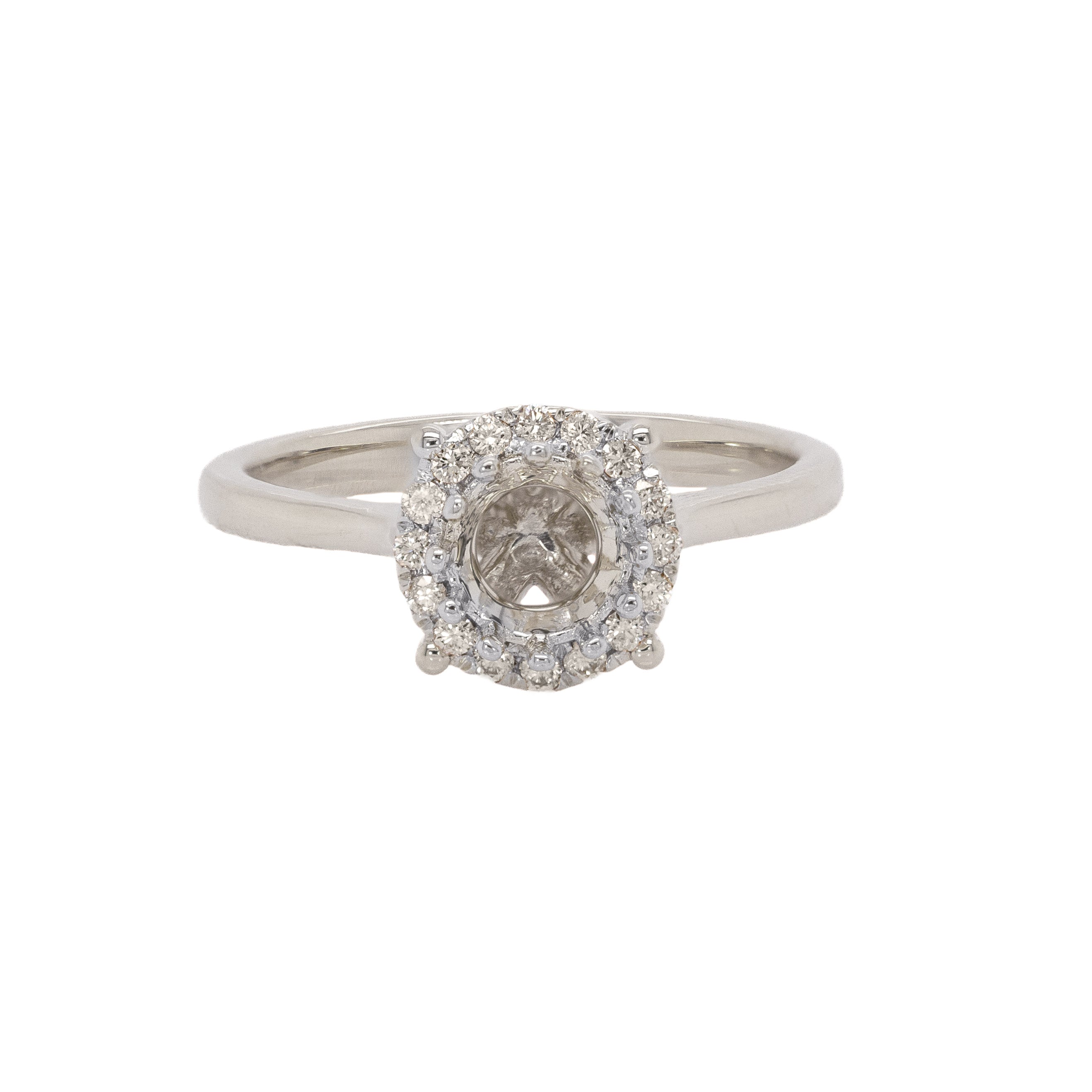 Atika 14K Solid Gold Ring Semi-Mount with Natural Diamonds | Round 5mm
