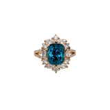 8ct Statement Blue Zircon Ring w Natural Diamond Accents in Solid 14K White Gold