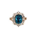 8ct Statement Blue Zircon Ring w Natural Diamond Accents in Solid 14K White Gold