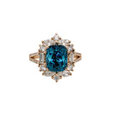 8ct Statement Blue Zircon Ring w Natural Diamond Accents in Solid 14K White Gold