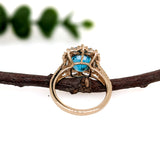 8ct Statement Blue Zircon Ring w Natural Diamond Accents in Solid 14K White Gold