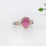 2.7ct Pink Tourmaline Ring w Earth Mined Diamonds in Solid 14K Gold | Oval 10x8mm