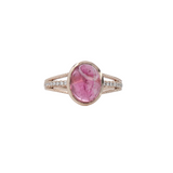 2.7ct Pink Tourmaline Ring w Earth Mined Diamonds in Solid 14K Gold | Oval 10x8mm