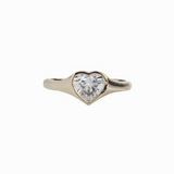 1ct Lab Diamond Solitaire Ring in Solid 14K Gold | Heart Shape 6.5x7mm