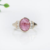 3ct Pink Tourmaline Ring w Earth Mined Diamonds in Solid 14K Gold | Oval 10x8mm