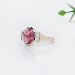 3ct Pink Tourmaline Ring w Earth Mined Diamonds in Solid 14K Gold | Oval 10x8mm