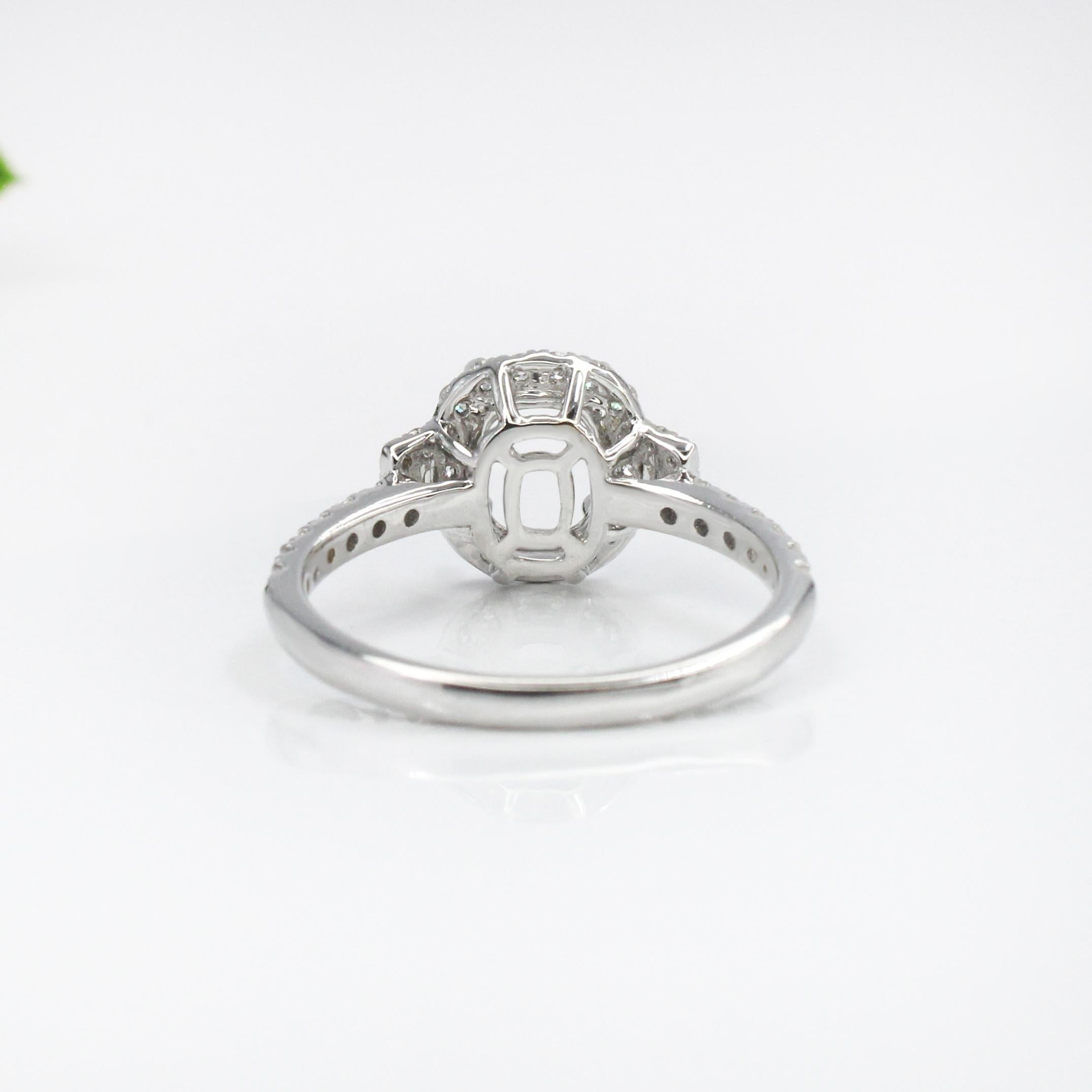 Cushion Ring Semi Mount w Earth Mined Diamonds in Solid 14K Gold | Customizable