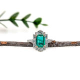 1.8ct Colombian Emerald Ring w Natural Diamond Accents in 14K Gold | EM 9x6mm