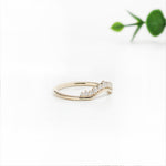 Stackable Curved Band with Earth Mined Diamonds in 14K Solid Gold