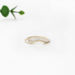 Stackable Curved Band with Earth Mined Diamonds in 14K Solid Gold