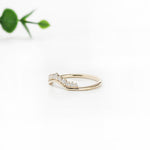 Stackable Curved Band with Earth Mined Diamonds in 14K Solid Gold