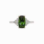 1.5ct Chrome Tourmaline Ring w Natural Diamond Accents in 14K White Gold CU 9x5
