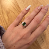 1.5ct Chrome Tourmaline Ring w Natural Diamond Accents in 14K White Gold CU 9x5