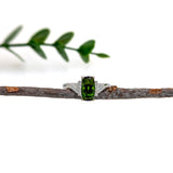 1.5ct Chrome Tourmaline Ring w Natural Diamond Accents in 14K White Gold CU 9x5