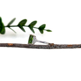 1.5ct Chrome Tourmaline Ring w Natural Diamond Accents in 14K White Gold CU 9x5