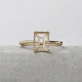 Ring Mount in Solid 14K Gold | Emerald Cut 8x6mm | Solitaire Ring Setting