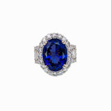 11.8ct Statement Tanzanite Ring w Natural Earth Mined Diamonds in 14K White Gold