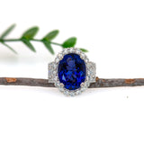 11.8ct Statement Tanzanite Ring w Natural Earth Mined Diamonds in 14K White Gold | OV 16x12mm