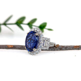 11.8ct Statement Tanzanite Ring w Natural Earth Mined Diamonds in 14K White Gold | OV 16x12mm