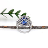 11.8ct Statement Tanzanite Ring w Natural Earth Mined Diamonds in 14K White Gold | OV 16x12mm