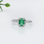1.2ct Emerald Ring w Earth Mined Diamonds in Solid 14K Gold | EM 7x5mm