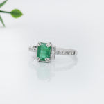 1.2ct Emerald Ring w Earth Mined Diamonds in Solid 14K Gold | EM 7x5mm