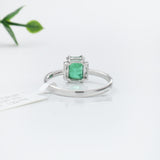 1.2ct Emerald Ring w Earth Mined Diamonds in Solid 14K Gold | EM 7x5mm