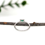 Colombian Emerald Ring w Natural Diamond Pave Shank in Solid 14K White Gold | EM 6x4mm