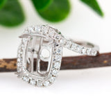 Sukriti 14K Solid Gold Ring Setting with Diamonds | CU 11x8mm