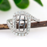 Sukriti 14K Solid Gold Ring Setting with Diamonds | CU 11x8mm
