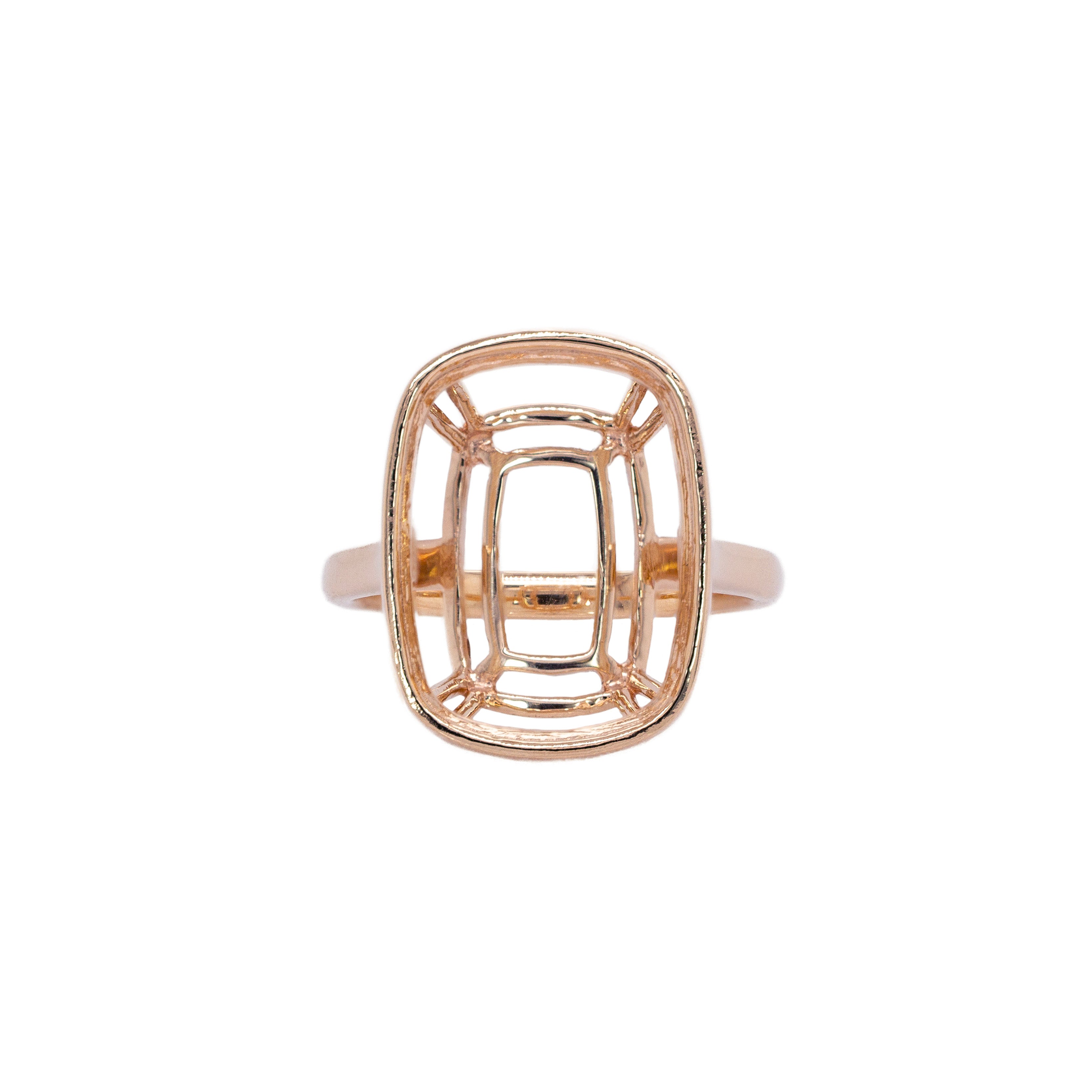 Teresa 14K Solid Gold Solitaire Ring Mount | Cushion 16x12mm