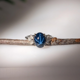 3.65ct Star Sapphire Ring w Earth Mined Diamonds in Solid 14K White Gold OV 10x8