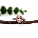 Cor De Rosa Morganite Ring w Natural Earth Mined Diamonds in Solid 14k Dual Tone Gold | Oval 8x6mm