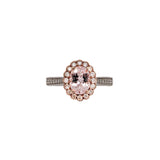Cor De Rosa Morganite Ring w Natural Earth Mined Diamonds in Solid 14k Dual Tone Gold | Oval 8x6mm