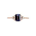Dainty Engagement Tanzanite Ring w Natural Diamonds in 14K Yellow Gold | EM 6x4