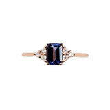 Dainty Engagement Tanzanite Ring w Natural Diamonds in 14K Yellow Gold | EM 6x4
