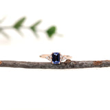 Dainty Engagement Tanzanite Ring w Natural Diamonds in 14K Yellow Gold | EM 6x4mm
